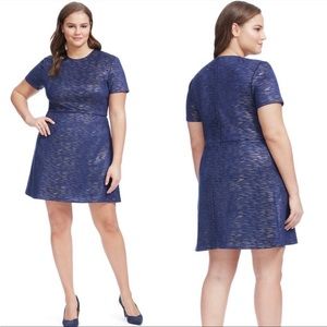 Hutch Faux Suede Navy & Gold Metallic Print Dress